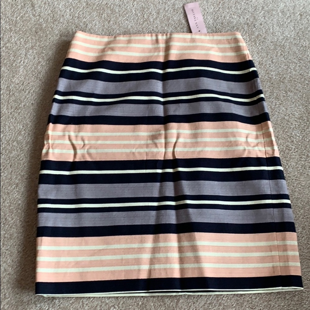 Ann Taylor striped beige pencil skirt